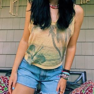 yellow palm tree & hibiscus tank 🌴🌺